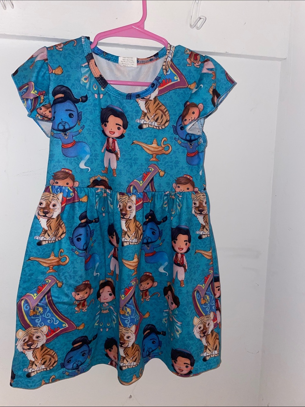 Girls' Blue Aladdin-Inspired Short Sleeve Dress